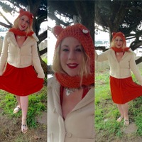 Fox ear hooded scarf--adult or child size - Thumbnail 2