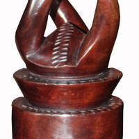 Vintage Hand carved Wooden Globe Statue - Thumbnail 2