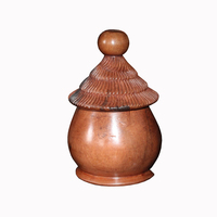 Hand Carved Vintage Ghanaian Traditional Jewelry Pot - Thumbnail 3