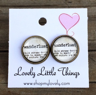 12mm Wanderlust Studs with Antique Bronze Setting