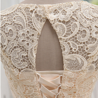 Adorable Light Champagne Tulle Knee Length Party Dress with Bow, Sweet 16 Dresses - Thumbnail 2