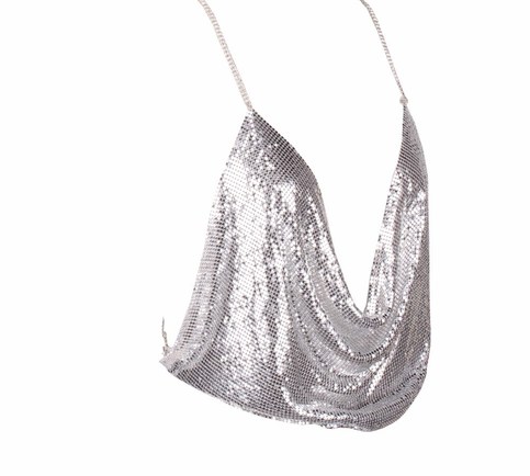 Silver Cowl Neck Metal Shirt