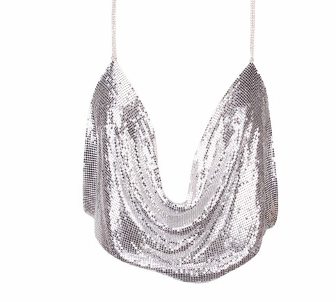 Silver Cowl Neck Metal Shirt