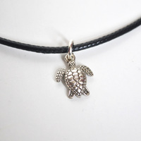 Mini Turtle Necklace, Turtle Choker, Choker Necklace, Black Friday Sale, Short Necklace, Ocean Necklace - Thumbnail 1