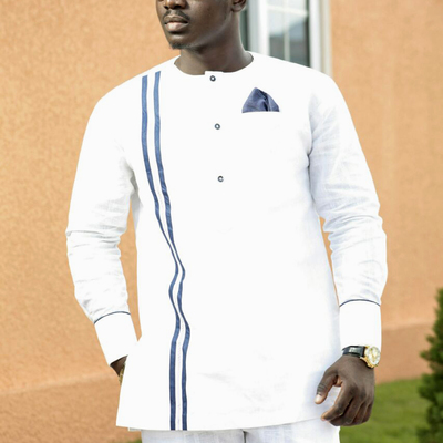 White long sleeves and trousers men's african clothing men's fashion men's outfit men's wear men   - Thumbnail 5