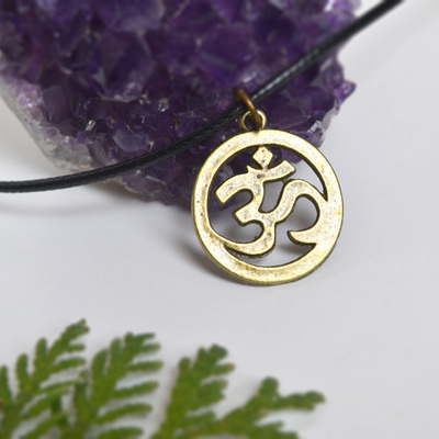 Om necklace, yoga jewelry, unisex om, christmas gifts, om on cord necklace, yoga necklace, black friday - Thumbnail 2