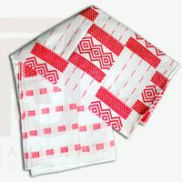 Red & White 100% handwoven Kente Cloth Kente Kente Fabric African Cloth 6 yards - Thumbnail 1