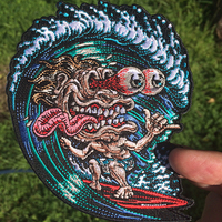 SURF FREAK PATCH iron on ready embroidered color - Thumbnail 1