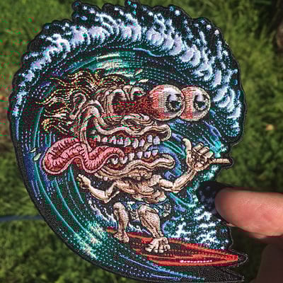 Surf freak patch iron on ready embroidered color