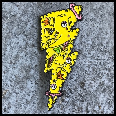 Trippy big bolt enamel pin sw028