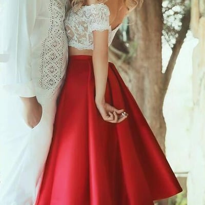 A-line prom dress, off-shoulder homecoming dress, cute prom dress, satin and lace homecoming dress,short prom dress, bds00006