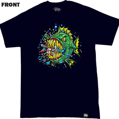 Bad fish 100% cotton dark blue tshirt
