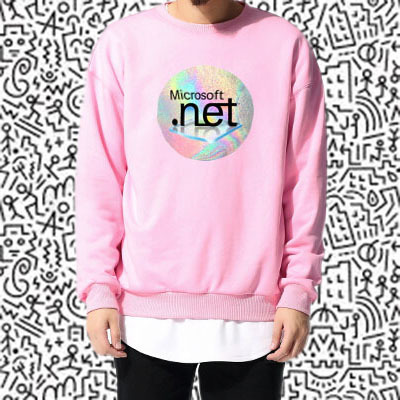 VAPORWAVE HOLOGRAPHIC LOGO SWEATER ( PINK )