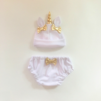 Unicorn Hat & Bloomers Set - White