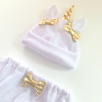 Unicorn Hat & Bloomers Set - White - Thumbnail 1