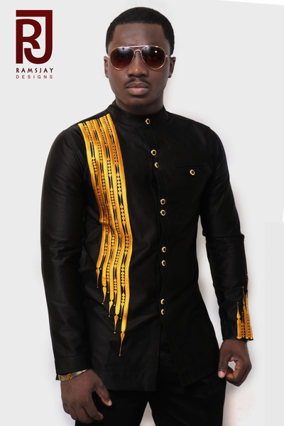 Black and Gold Men's African Clothing African Wear Men's Wear Fashion 