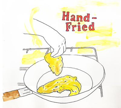 hand-fried (chicken probably)