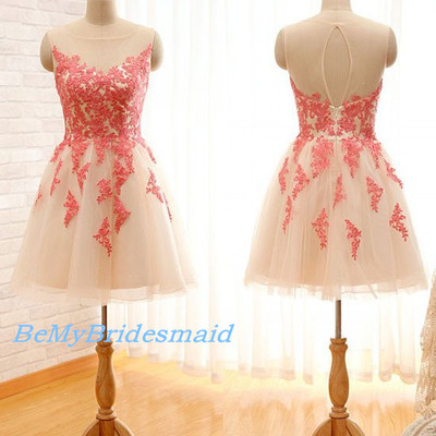 Lovely tulle short prom dress with lace applique, short tulle party dresses, homecoming dresses