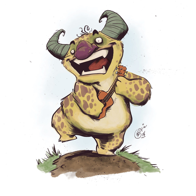 Musical monster - ukulele - print
