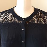 HEARTLOOM "Keaton" Silk & Lace Long Sleeve Blouse - Thumbnail 1