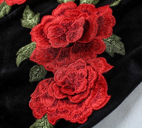 Black Velvet Rose Dress