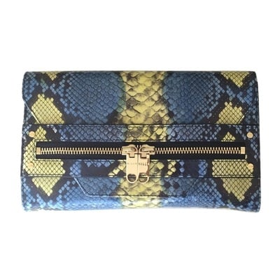 Milly "belize" snake-embossed leather clutch