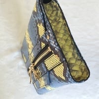 MILLY "Belize" Snake-Embossed Leather Clutch - Thumbnail 2