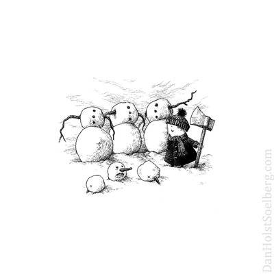 Signed print - headless snowmen