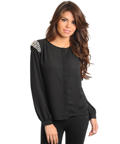 Crystal Accents Chiffon Top