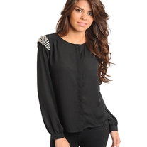 Crystal Accents Chiffon Top
