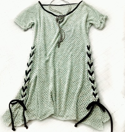 Lucky Hearts Lace-Up Sweater Dress