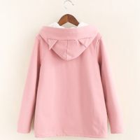 Cute cat ears students hooded  wool coat jacket - Thumbnail 2
