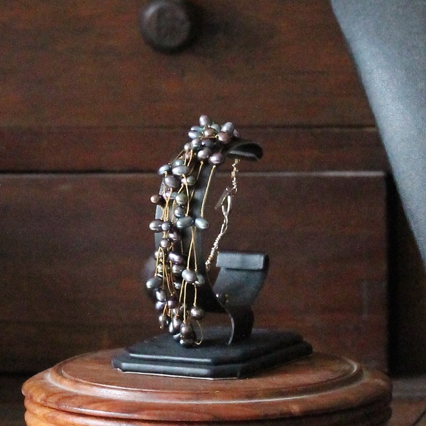 Many Layers Black Freshwater Pearl Bracelet