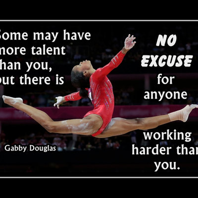 Inspirational  gabby douglas gymnastics quote poster wall art gift motivation - no excuse