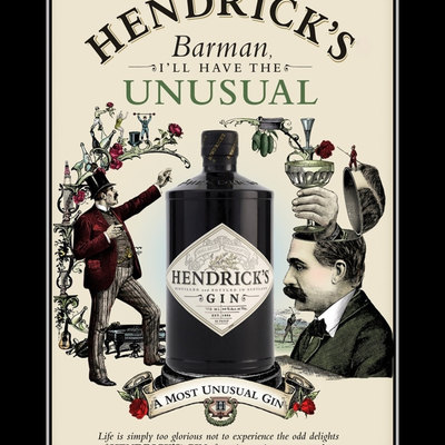 Hendricks unusual gin poster barman martini cocktail bar decor housewarming gift for husband wife