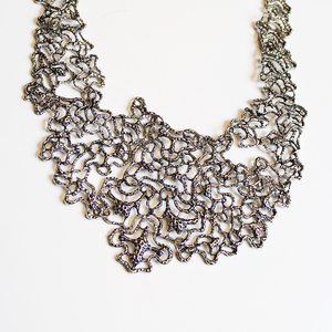 Lace Silver Statement Bib Necklace