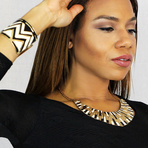 Black & White Geometric Wide Cuff Bangle Bracelet