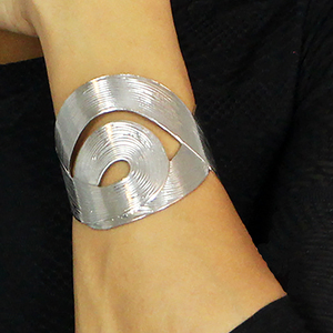 Silver Wide Cuff Bracelet with Statement Swirl