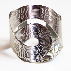 Silver Wide Cuff Bracelet with Statement Swirl - Thumbnail 2