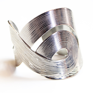 Silver Wide Cuff Bracelet with Statement Swirl - Thumbnail 1