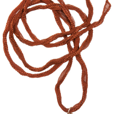 Heirlom copper circle portrait pendant with fairy ribbon