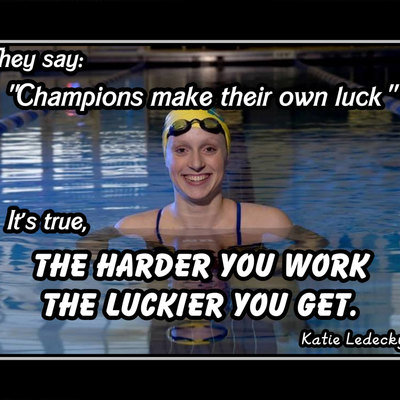 Inspirational swimming quote poster #1 daughter wall art gift motivation swim quote poster swimmer katie ledecky swim champions make their own luck