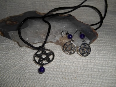 Amethyst and Silver pentacle set