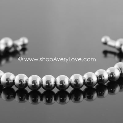 Round silver beads cuff ~ genuine sterling silver