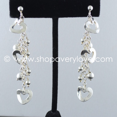 Dangly heart earrings ~ sterling silver