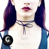 Suede necklace with pentagrams - Thumbnail 1