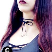Suede necklace with pentagrams - Thumbnail 2