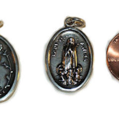 Silver our lady of fatima nuestra senora de fatima charm pendant medal