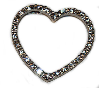 Sterling Silver CZ Pave Hart Shape Charm Pendant