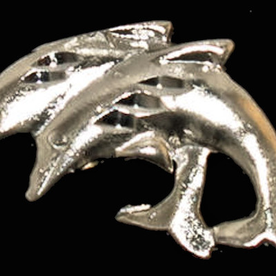 Sterling silver double dolphins pendant charm - Thumbnail 4